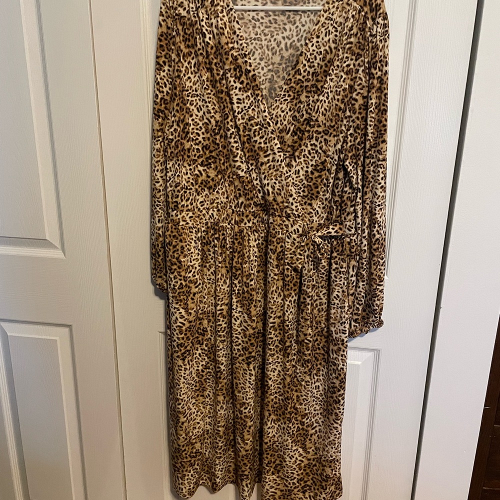 Leopard Print Long Sleeve Dress